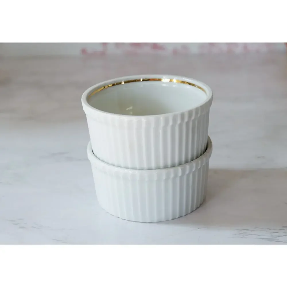 VTG Louis Lourioux France Bird Ramekins Set of 2 Cottage Farmhouse Bakeware Bowl